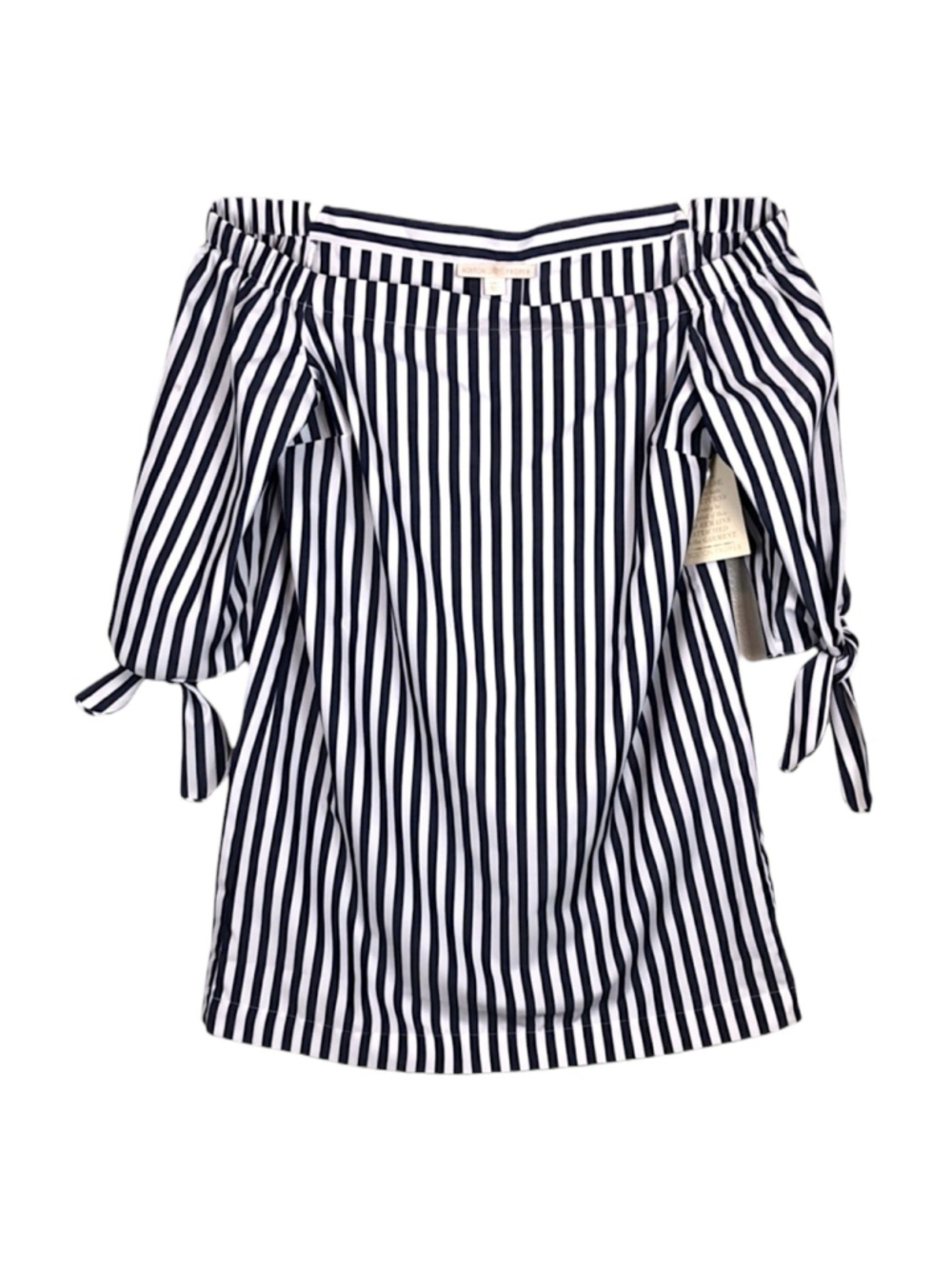 Boston Proper Womens XL Off The Shoulder Mini Dress Stripe Nautical Coastal NEW - Picture 2 of 14